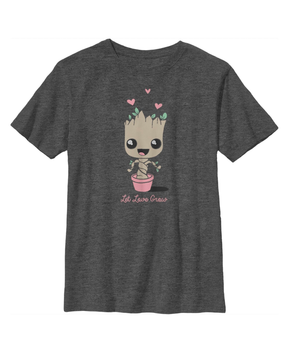 Marvel Boy's  Groot Let Love Grow Child T-shirt In Charcoal Heather