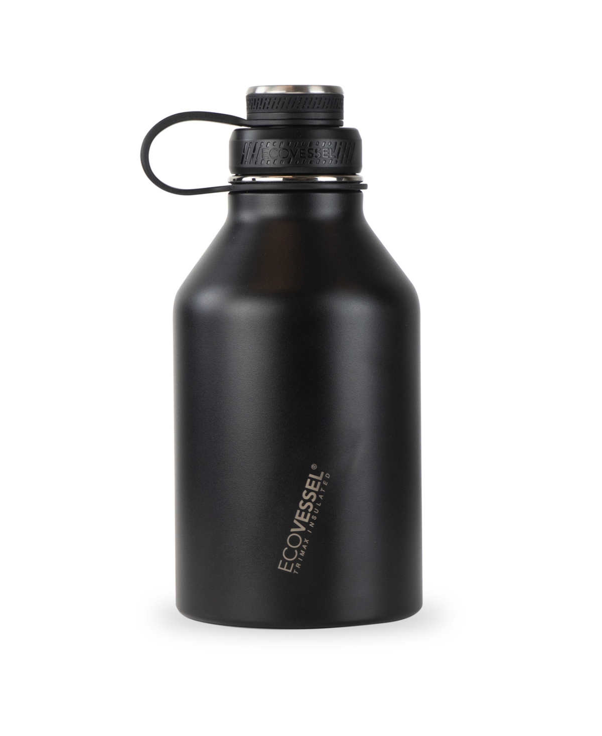 Ecovessel Boss Trimax Insulated Stainless Steel Growler Bottle And Infuser, 64 oz In Black