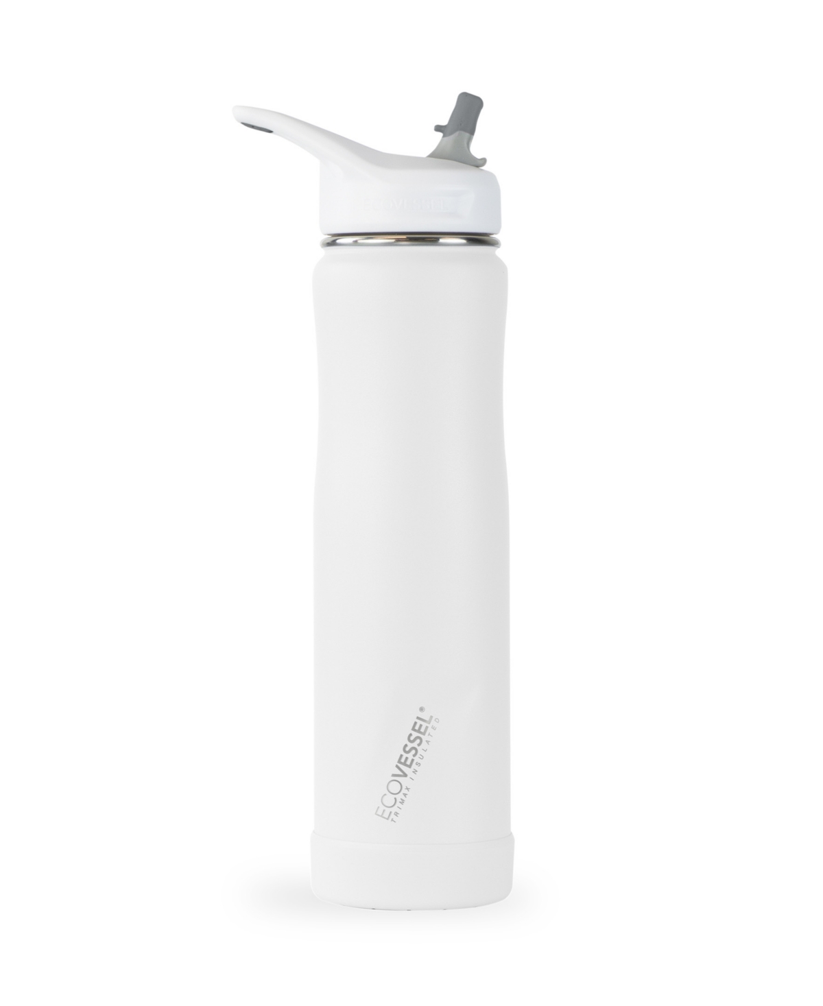 Ecovessel Summit Trimax Insulated Stainless Steel Bottle With Flip Straw Lid And Silicone Bumper, 24 oz In White