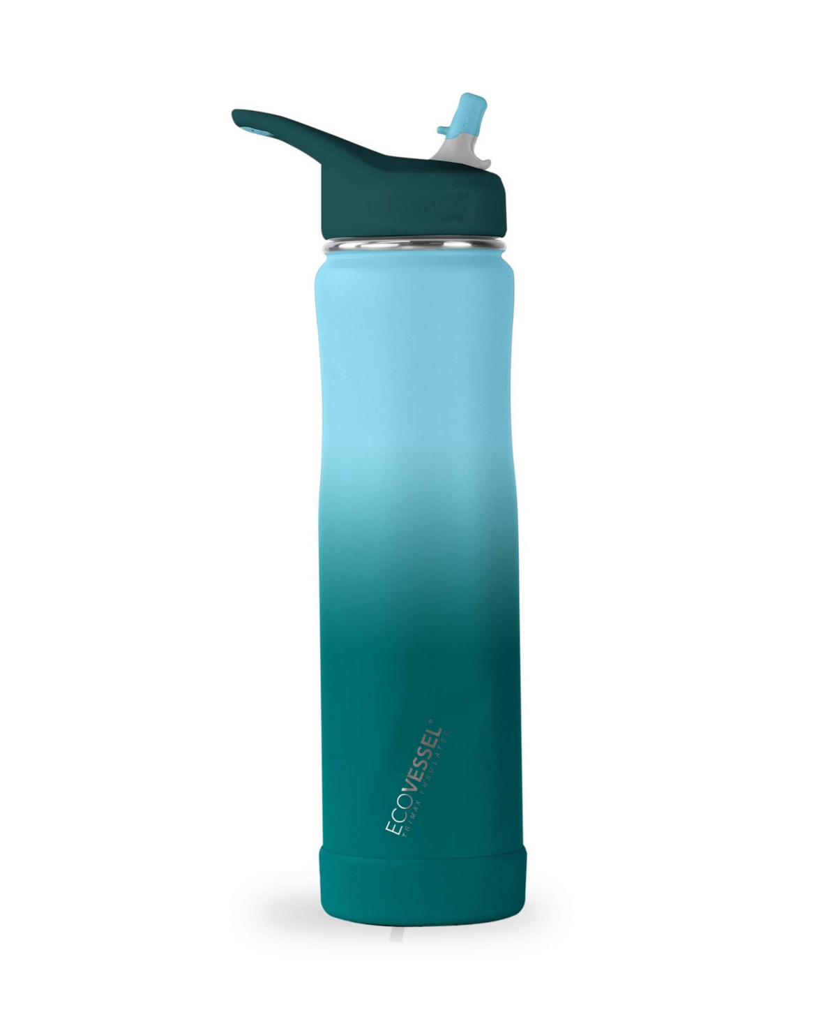 Ecovessel Summit Trimax Insulated Stainless Steel Bottle With Flip Straw Lid And Silicone Bumper, 24 oz In Forest Horizon