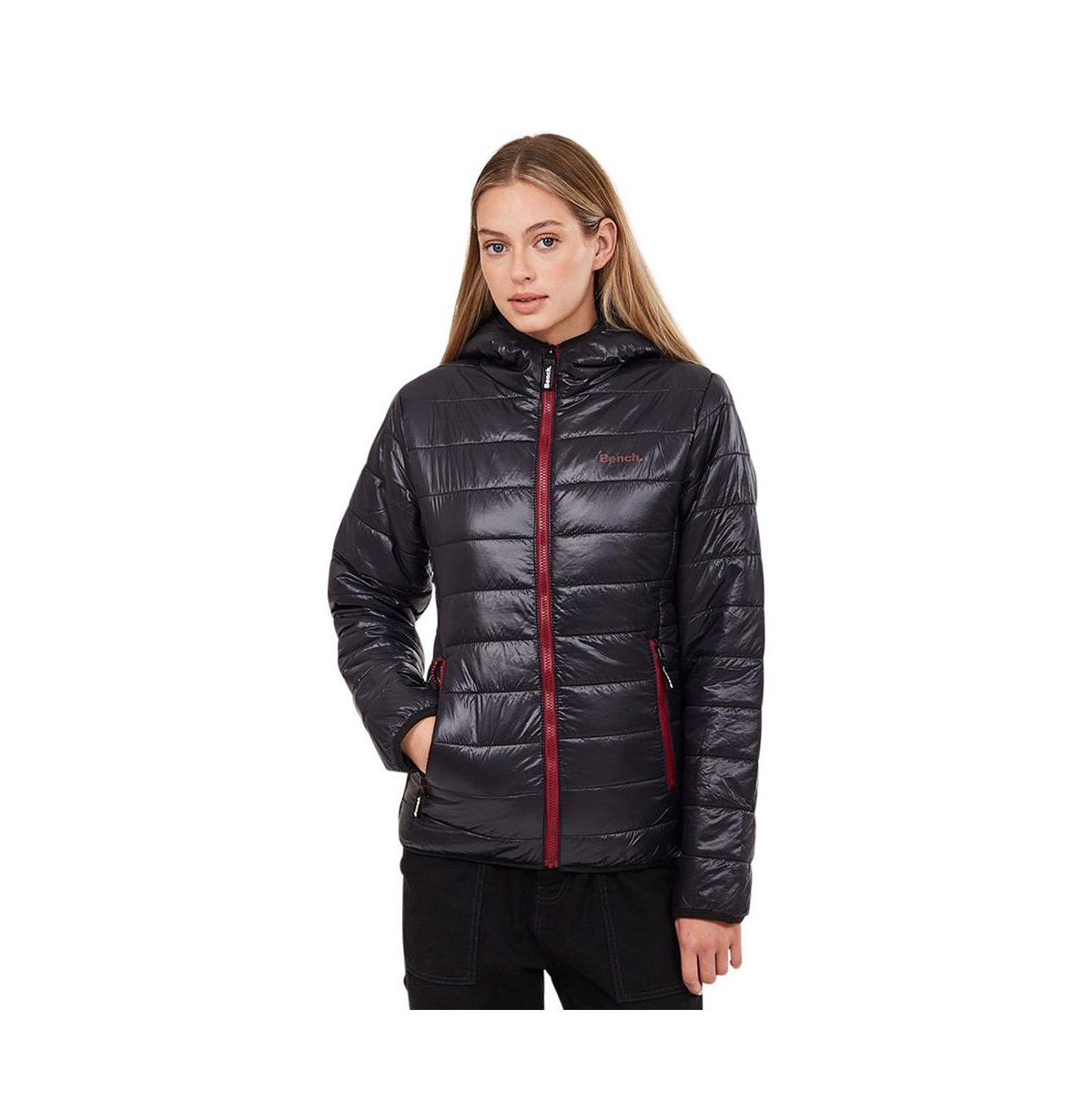 BENCH KARA WOMENS JACKET QUILTED BLACK WITH RED ZIPPER