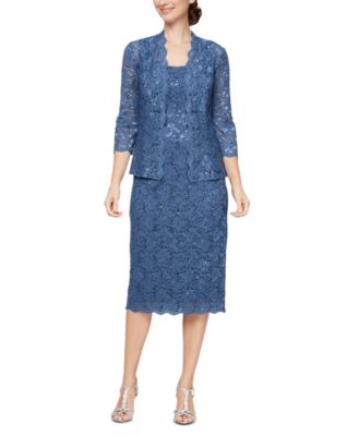 Petite 2-Pc. Lace Jacket & Midi Dress Set