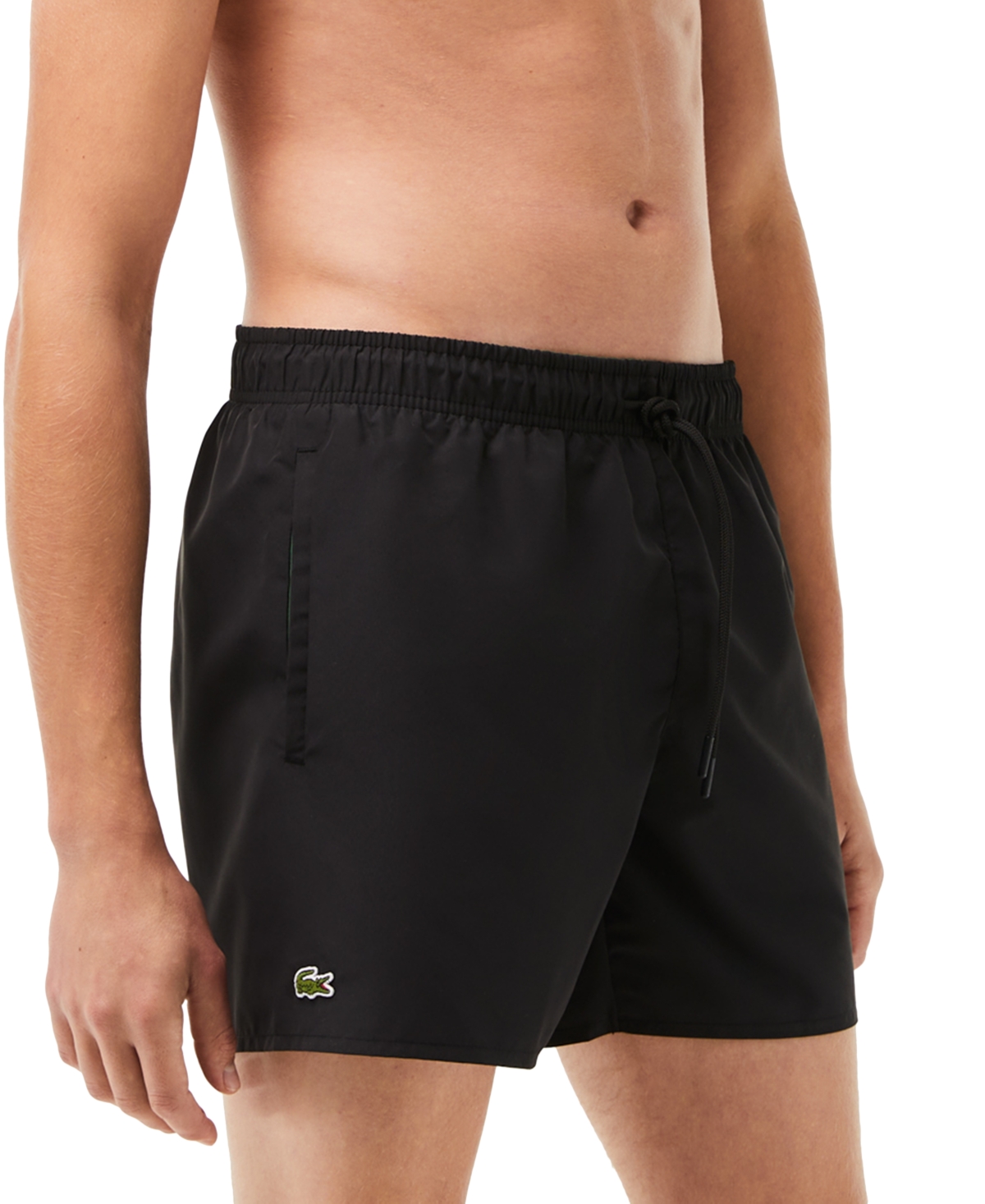 Shop Lacoste Men's Light Quick-dry Swim Shorts In Black
