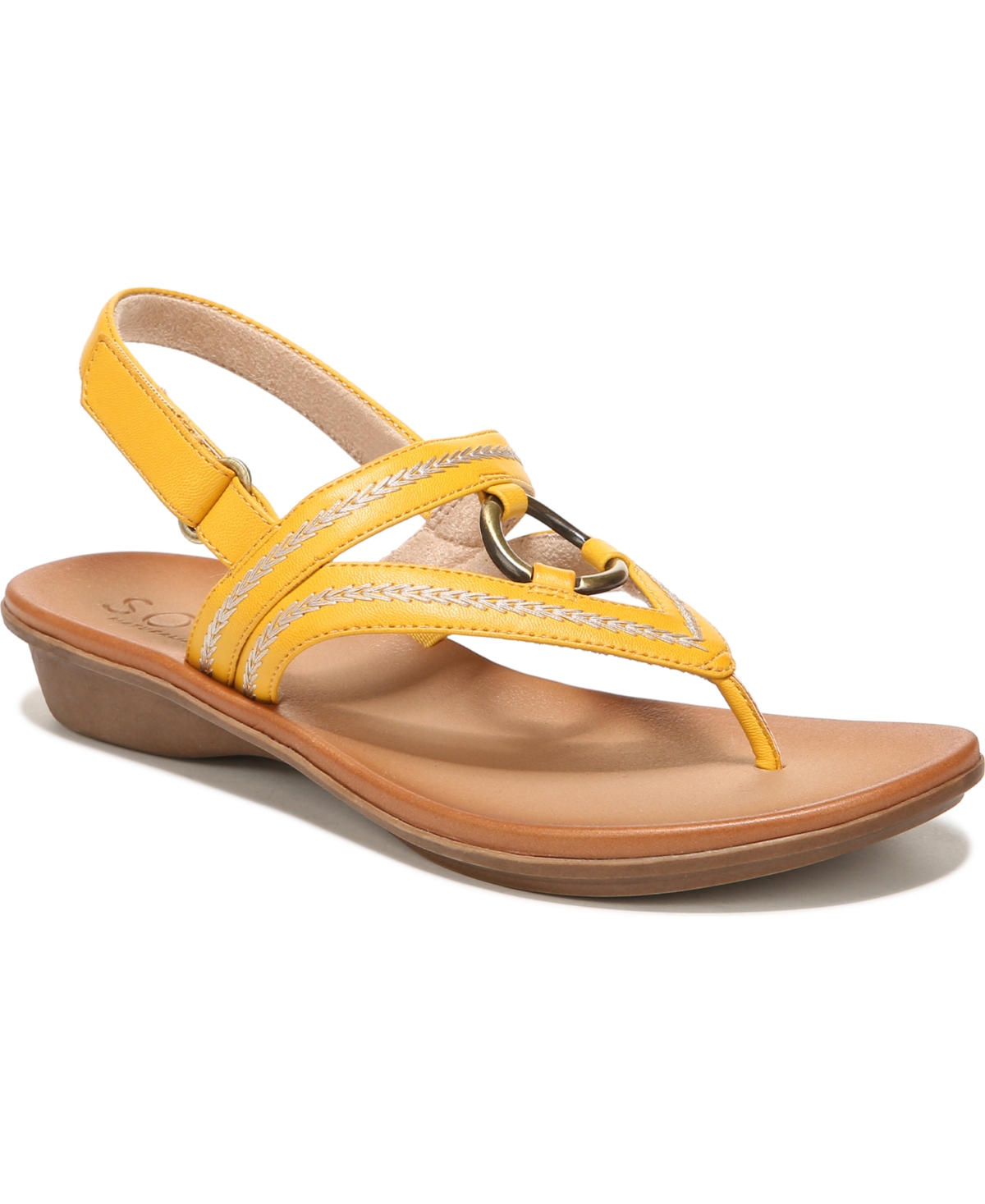 Soul Naturalizer Sunny Flat Sandals Women's Shoes In Sunshine Yellow Faux Leather