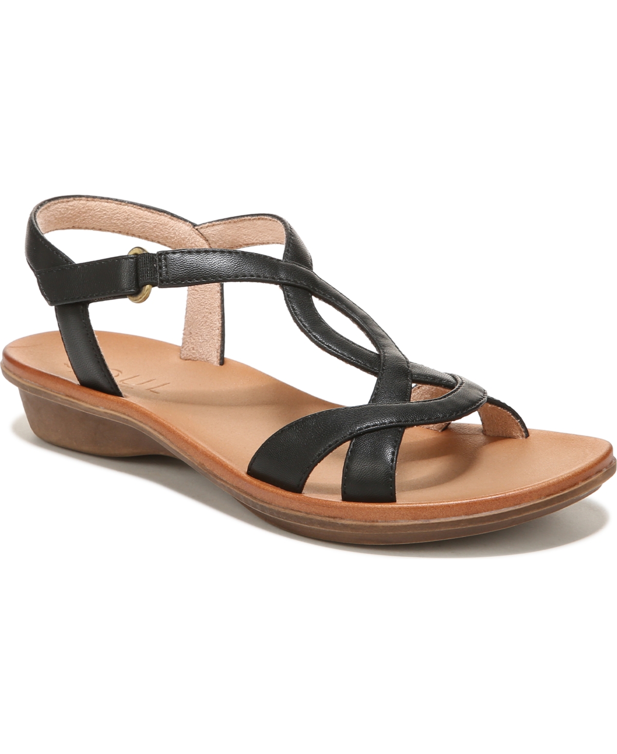Soul Naturalizer Solo Strappy Sandals In Black Faux Leather