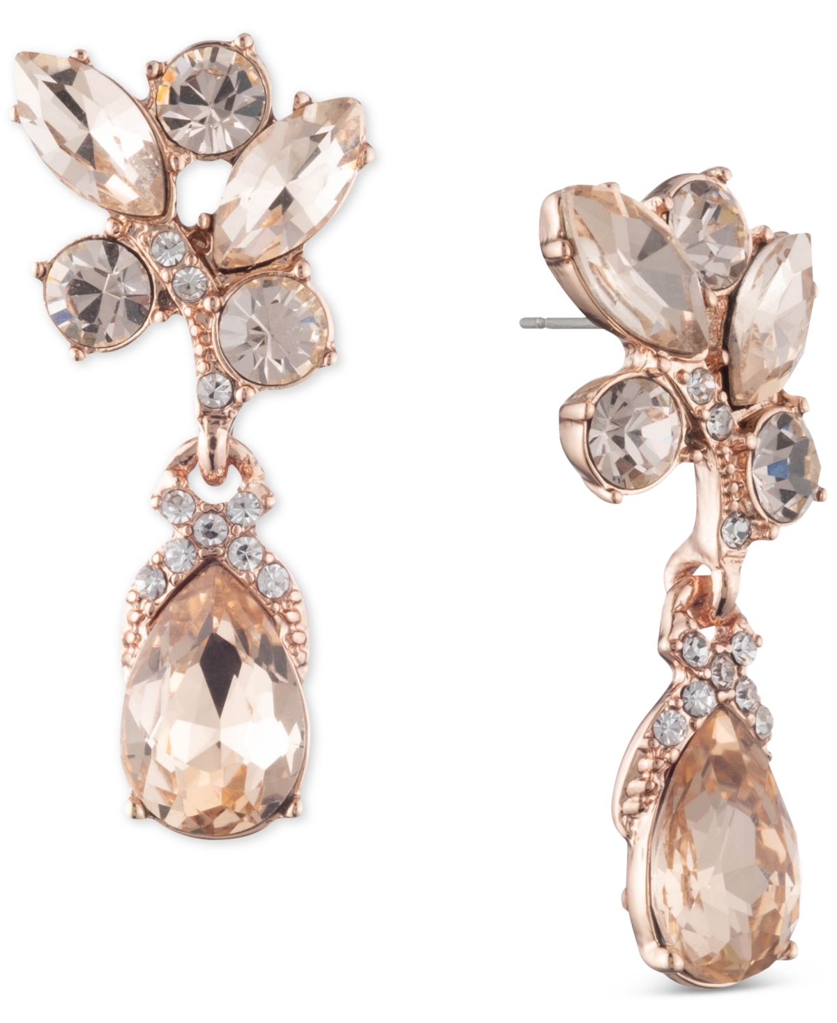 Givenchy Rose Gold Tone Mixed Crystal Drop Earrings Smart Closet