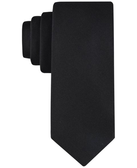 Мужской галстук Calvin Klein Silver-Spun Solid Tie, цвет: Чёрный