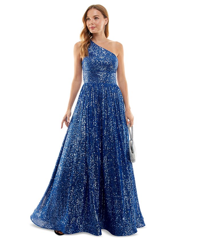 B Darlin Trendy Plus Size Sequined Halter High-slit Gown