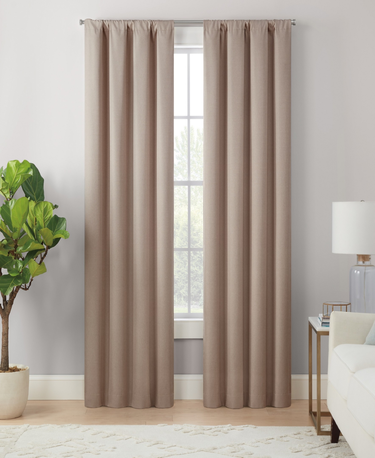 Eclipse Magnitech Cannes Textured Solid 100% Blackout Rod Pocket Panel, 40" X 84" In Natural,linen
