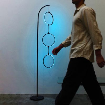 Nova RGB 74" Customizable LED Floor Lamp with Hanging Ring Lights and Color Changing Function