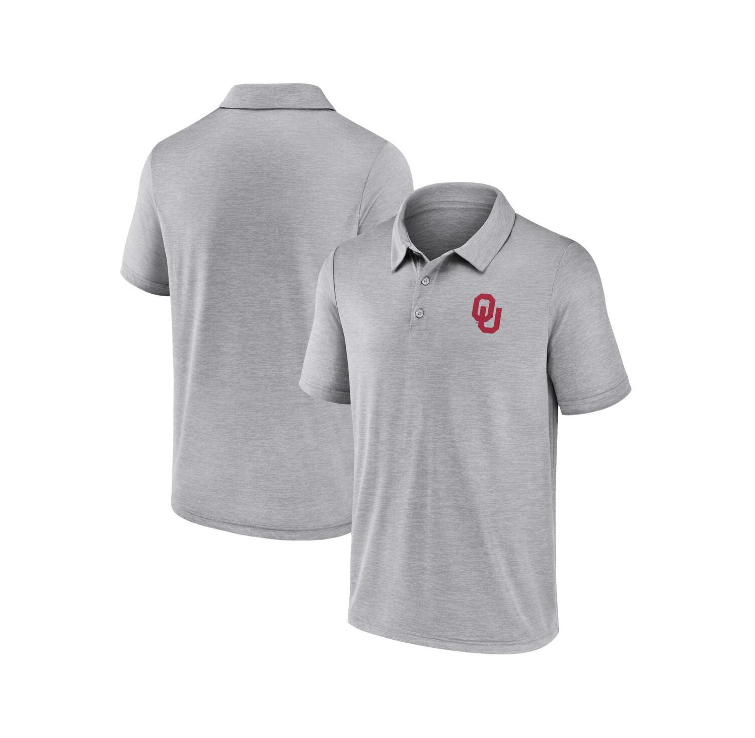 Men's Gray Oklahoma Sooners Striated Primary Logo Polo Shirt