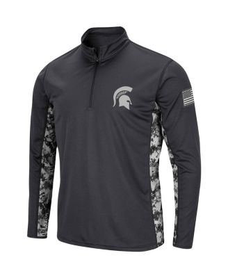 Men's Charcoal Michigan State Spartans OHT Military-Inspired Appreciation Digi Camo Quarter-Zip Jacket