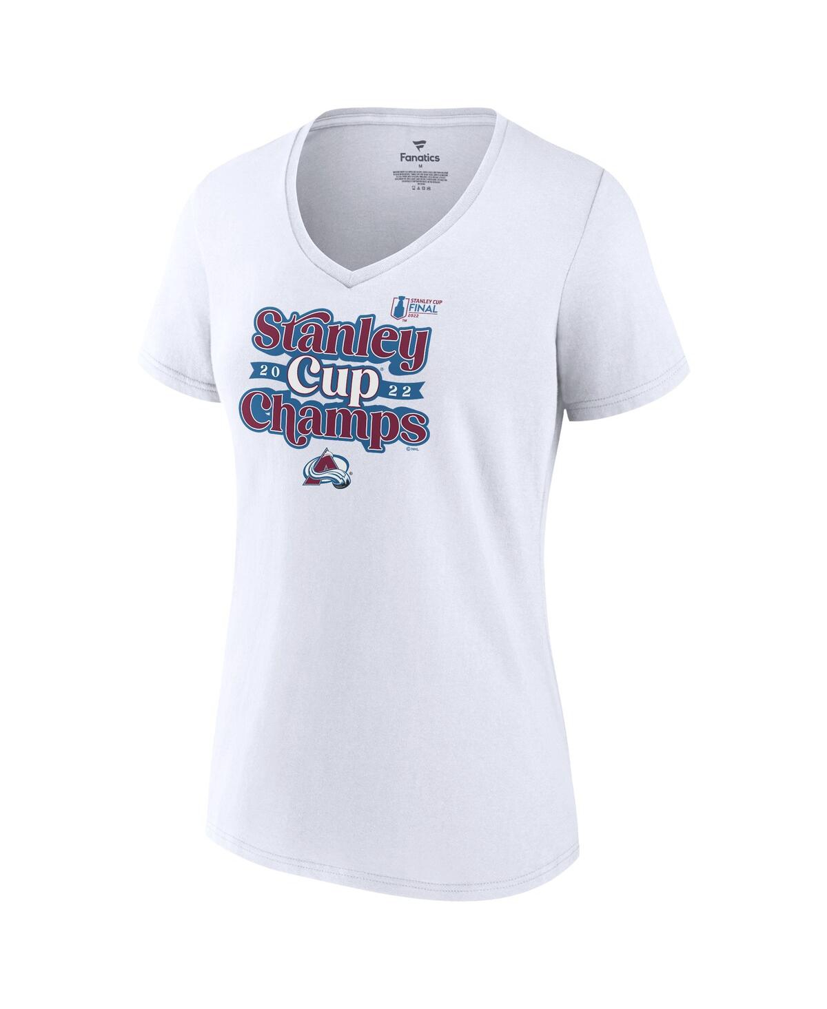 Women's FanaticsColorado Avalanche 2022 Stanley Cup Champions Saucer Pass V-Neck T-shirt - White