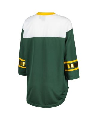 Women's Green, White Green Bay Packers Double Team 3/4-Sleeve Lace-Up T-shirt