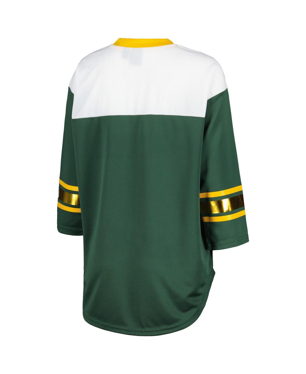 G-iii 4her By Carl Banks Women's  Green, White Green Bay Packers Double Team 3/4-sleeve Lace-up T-shi In Green,white