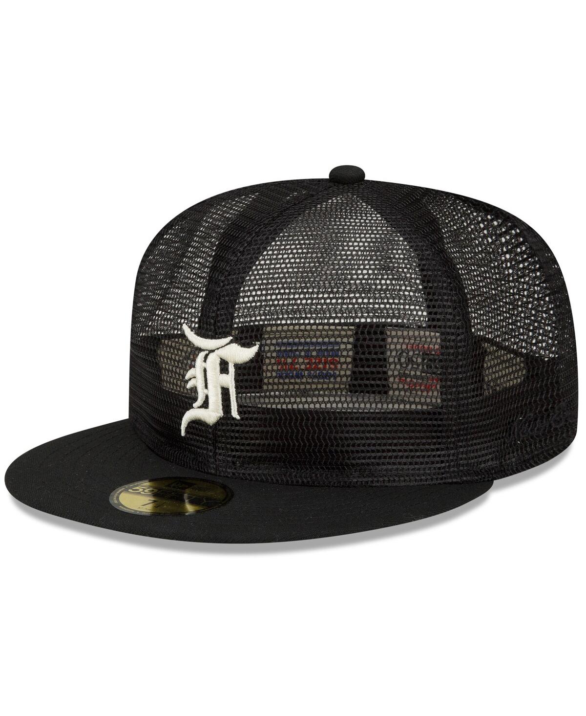 Shop New Era Men's  X Fear Of God Black Mesh 59fifty Fitted Hat