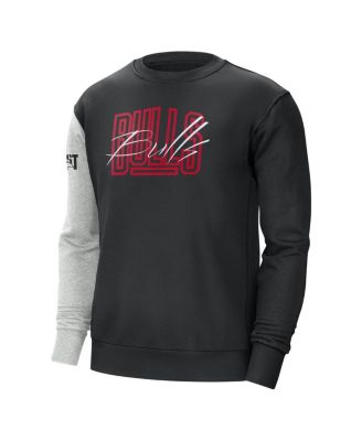 Men's Black and Heather Gray Chicago Bulls Courtside Versus Force and Flight Pullover Sweatshirt