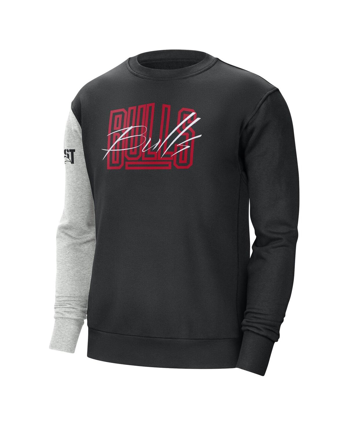 Shop Nike Men's  Black And Heather Gray Chicago Bulls Courtside Versus Force And Flight Pullover Sweatshir In Black,heather Gray