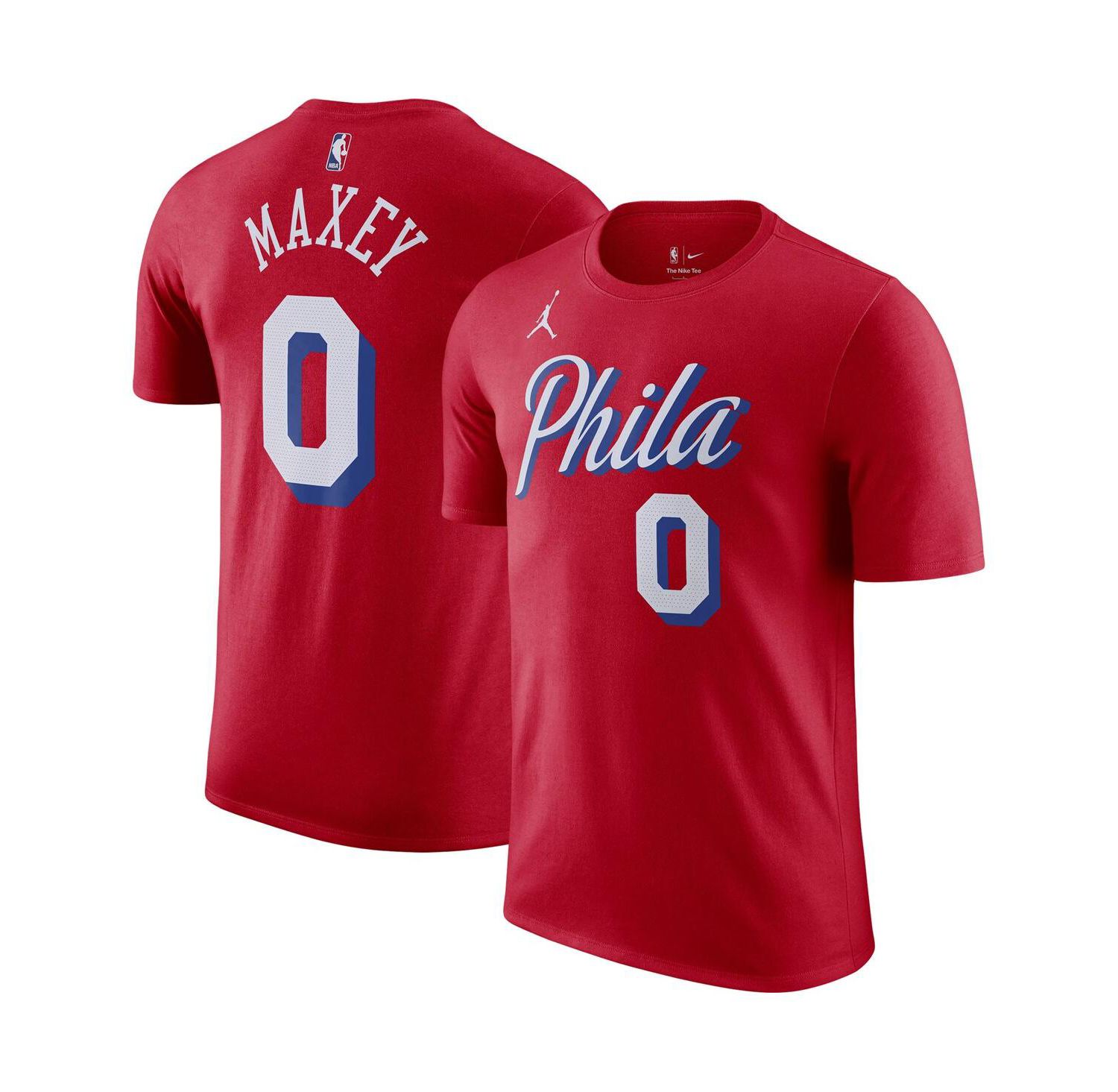 Men's Tyrese Maxey Red Philadelphia 76ers 2022/23 Statement Edition Name and Number T-shirt