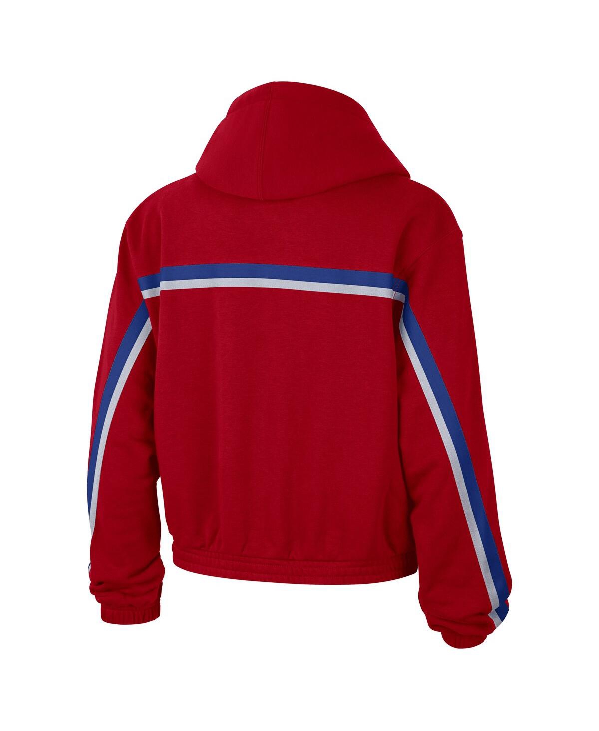 JORDAN WOMEN'S JORDAN RED PHILADELPHIA 76ERS COURTSIDE STATEMENT EDITION PULLOVER HOODIE 