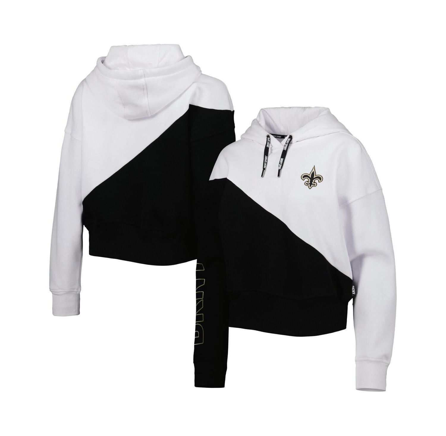 Women's White and Black New Orleans Saints Bobbi Color Blocked Pullover Hoodie