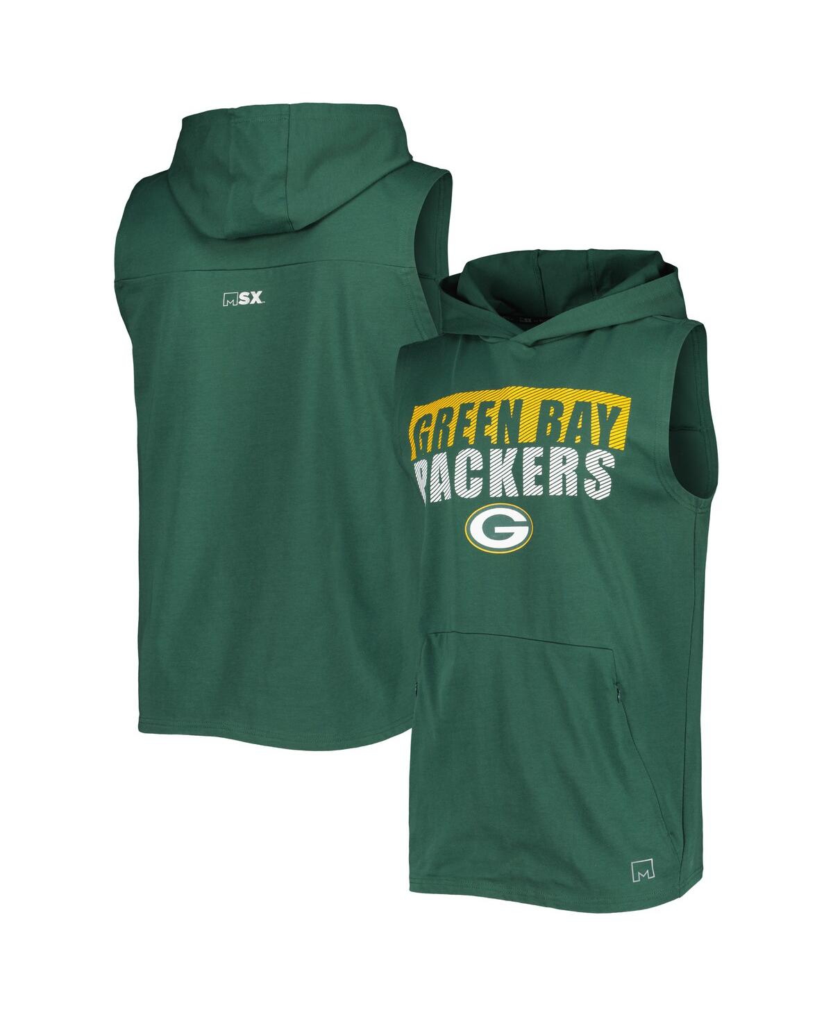 Shop Msx By Michael Strahan Men's  Green Green Bay Packers Relay Sleeveless Pullover Hoodie