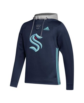 Men's Deep Sea Blue Seattle Kraken Skate Lace Team Pullover Hoodie