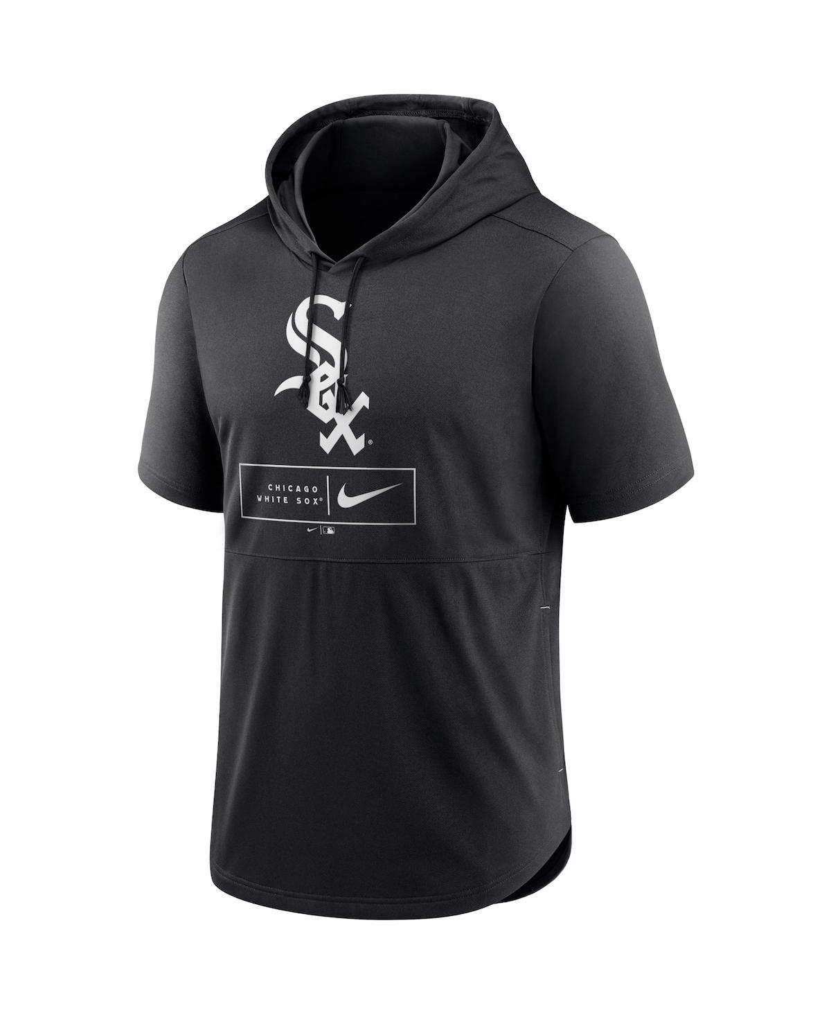 Shop Nike Men's  Black Chicago White Sox Logo Lockup Performance Short-sleeved Pullover Hoodie
