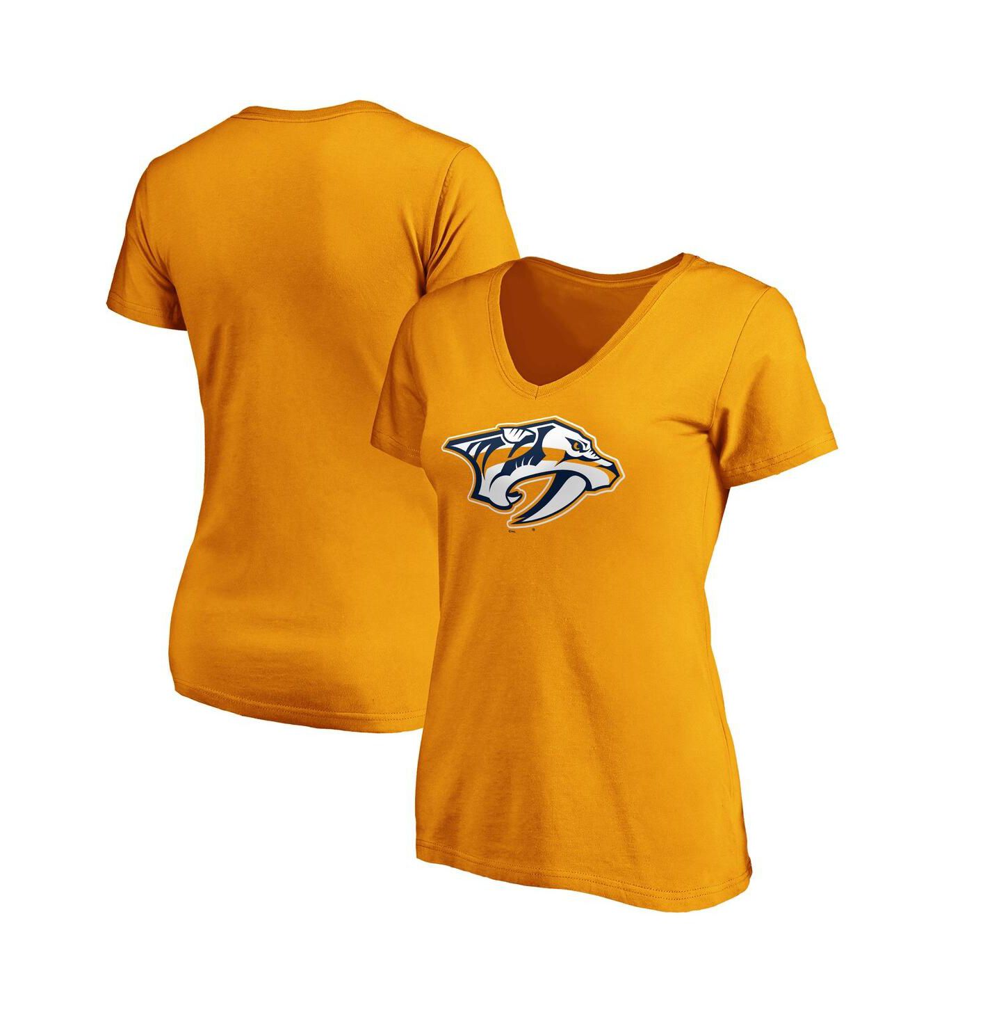 Женская футболка Fanatics Gold Nashville Predators Primary Logo V-Neck — фото 1