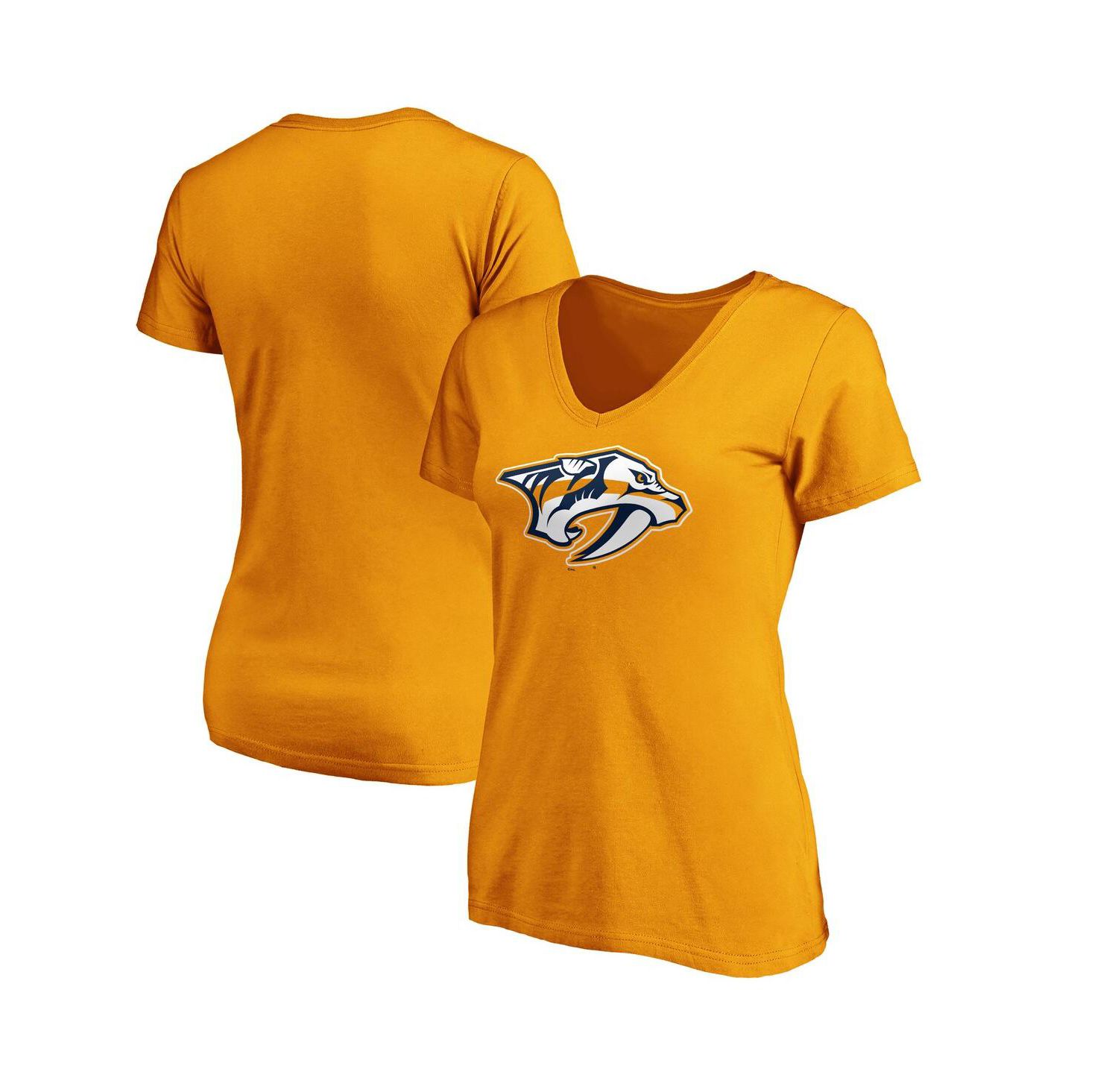 Women's Gold Nashville Predators Primary Logo V-Neck T-shirt