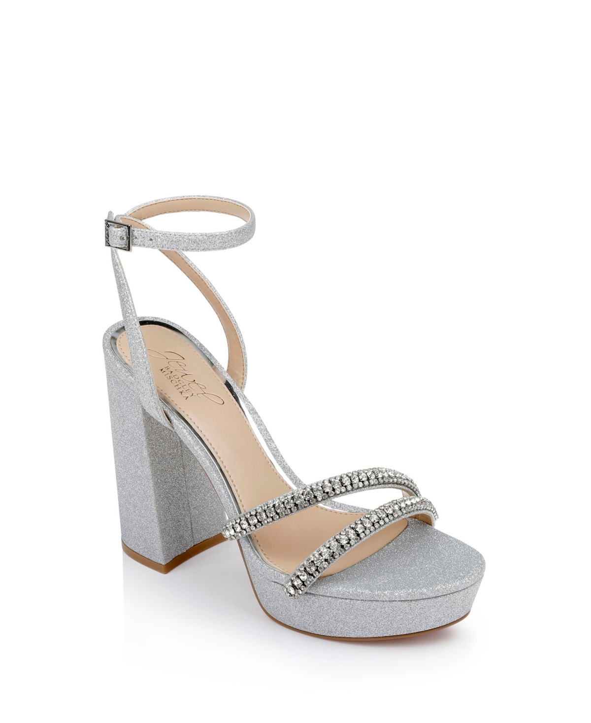 Jewel Badgley Mischka Rochel Platform Sandal In Silver Glitter