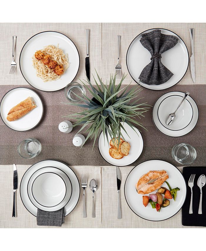 Tabletops Unlimited TTU Gallery 12Pc Black Rim Dinnerware Set, Service