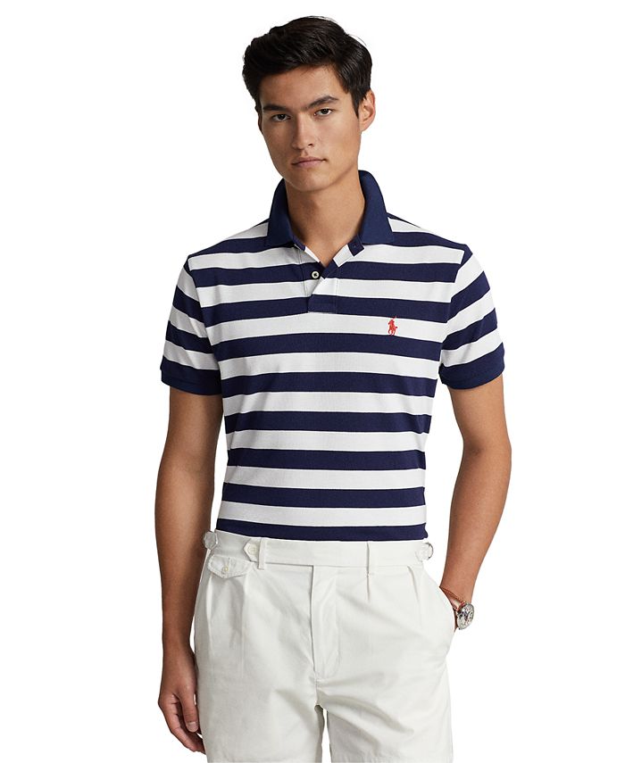 Polo Ralph Lauren Men's Classic-Fit Striped Mesh Polo Shirt - Macy's