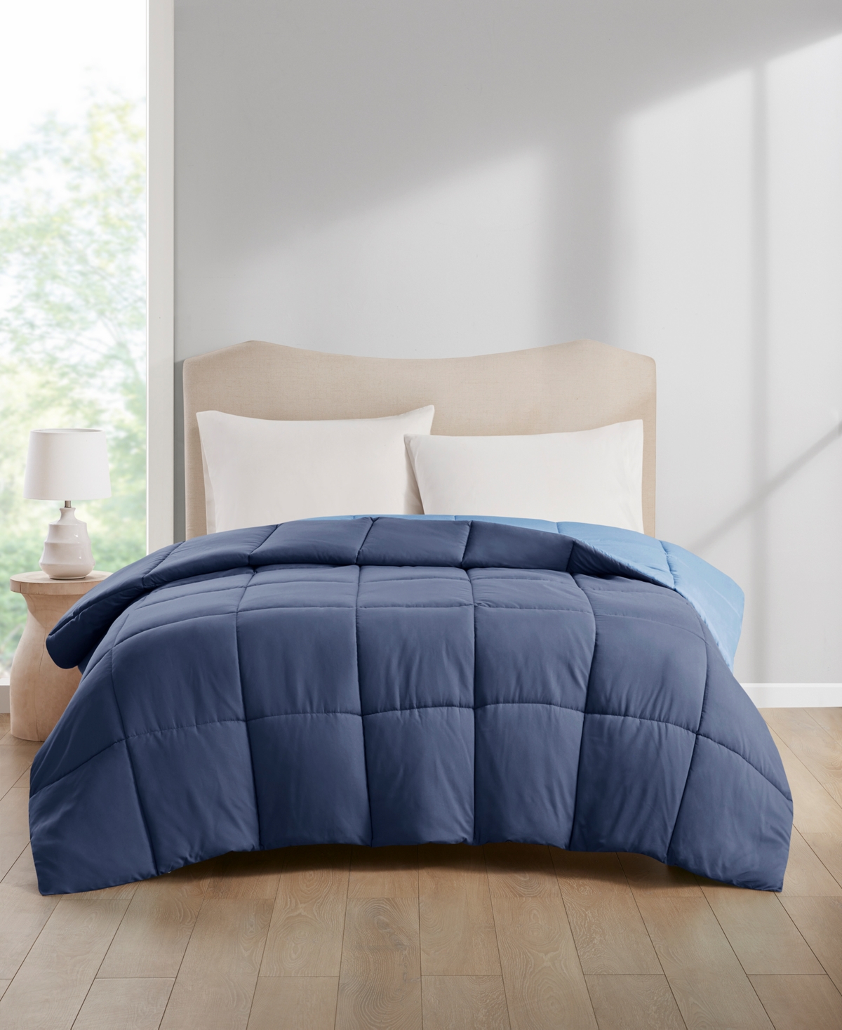 Home Design Lightweight Reversible Down Alternative Microfiber Comforter, Full/Queen, Exclusively at Macy's
