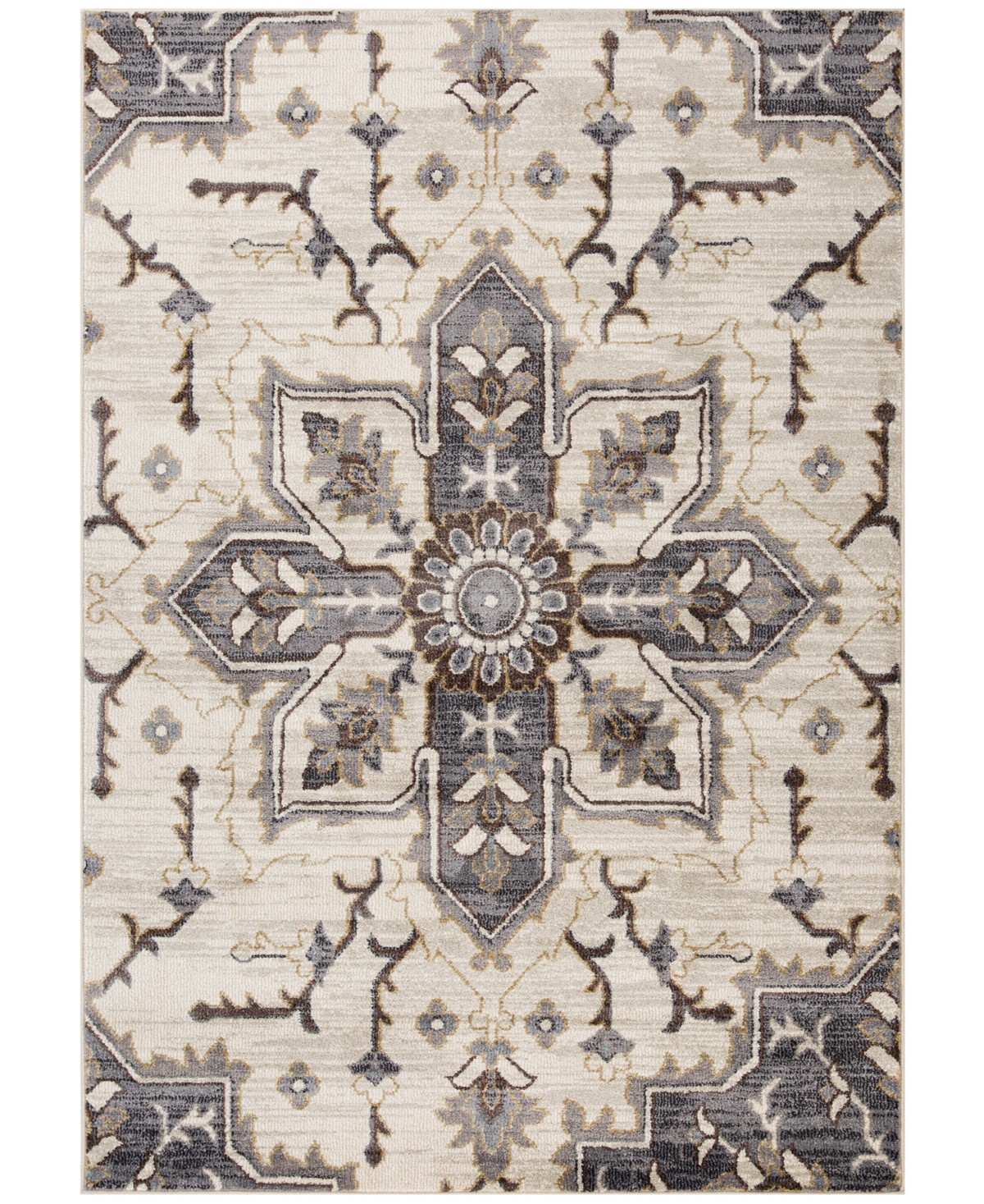 Km Home Poole POL10 6'7in x 9' Area Rug - Ivory, Blue