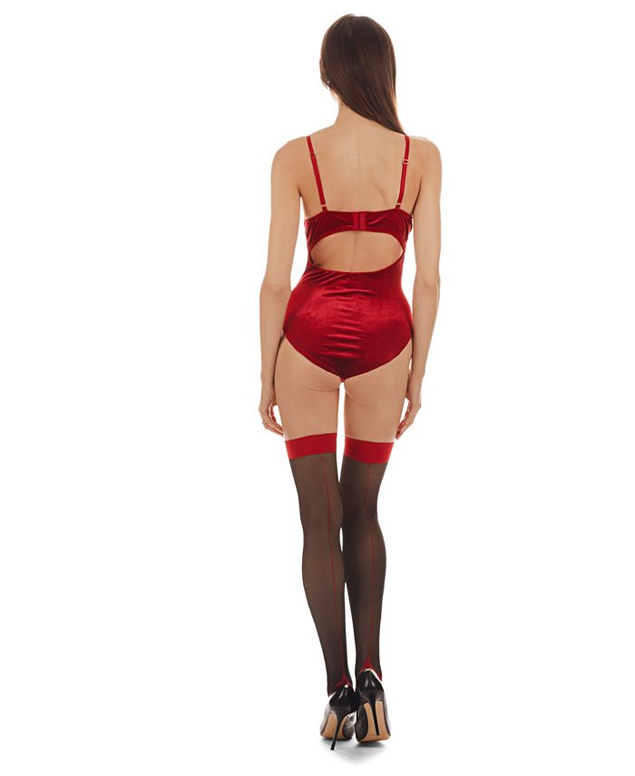 MeMoi Women's Scarlett Holiday-Themed Velvet Bodysuit - Macy's
