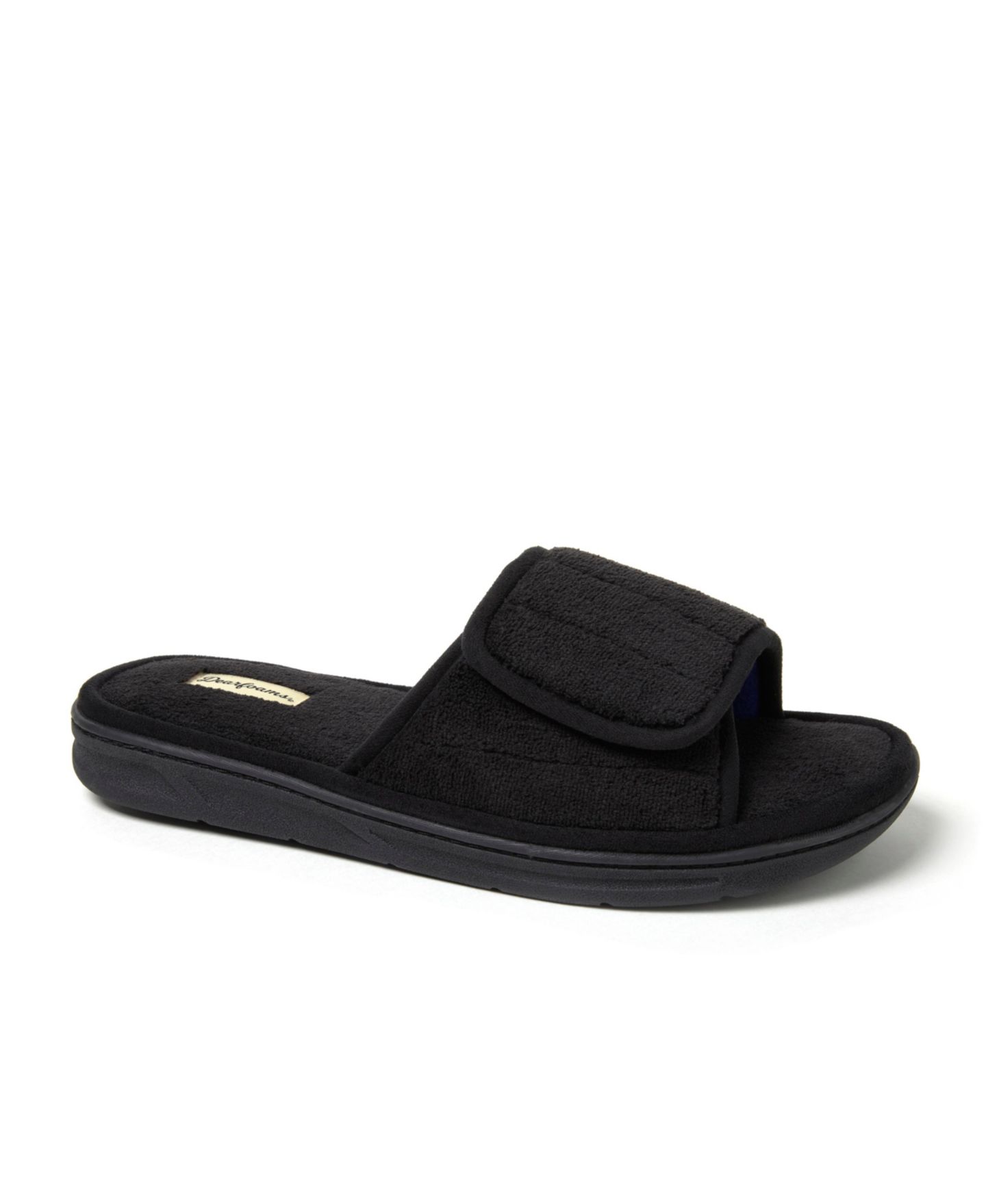 Мужские тапочки Dearfoams Collin Terry Adjustable Shower Slide House Slipper, цвет: Чёрный — фото 1