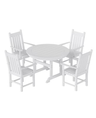 5 Piece Outdoor Patio Dining Set Outdoor Round Table and Armchair Set