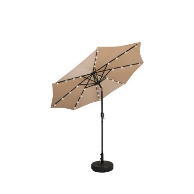 9 ft. Patio Solar Power LED lights Market Umbrella with Bronze Round Base