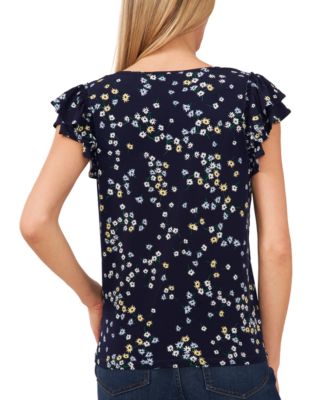 (取寄) シーシー レディース ラウンド ネックライン フラッター Slv トップ CeCe women Round Neckline Flutter Slv Top Fiery Red Women's CeCe Round Neckline Flutter Slv Top | Zappos.com