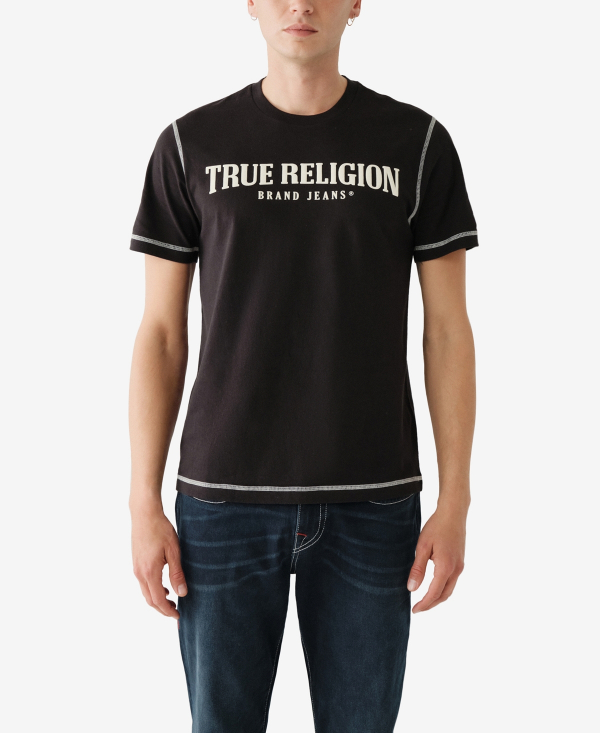TRUE RELIGION MEN'S SHORT SLEEVES FLATLOCK ARCH T-SHIRT