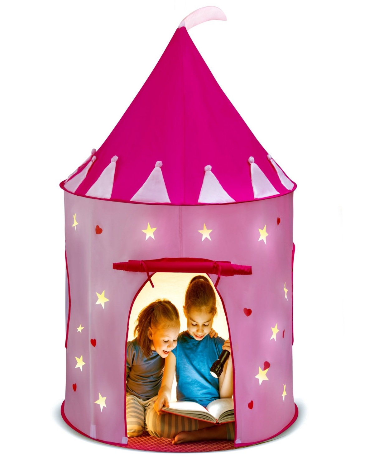 Play22 Babies' Foldable Princess Pink Castle Tent Glowing In The Dark In Multicolor