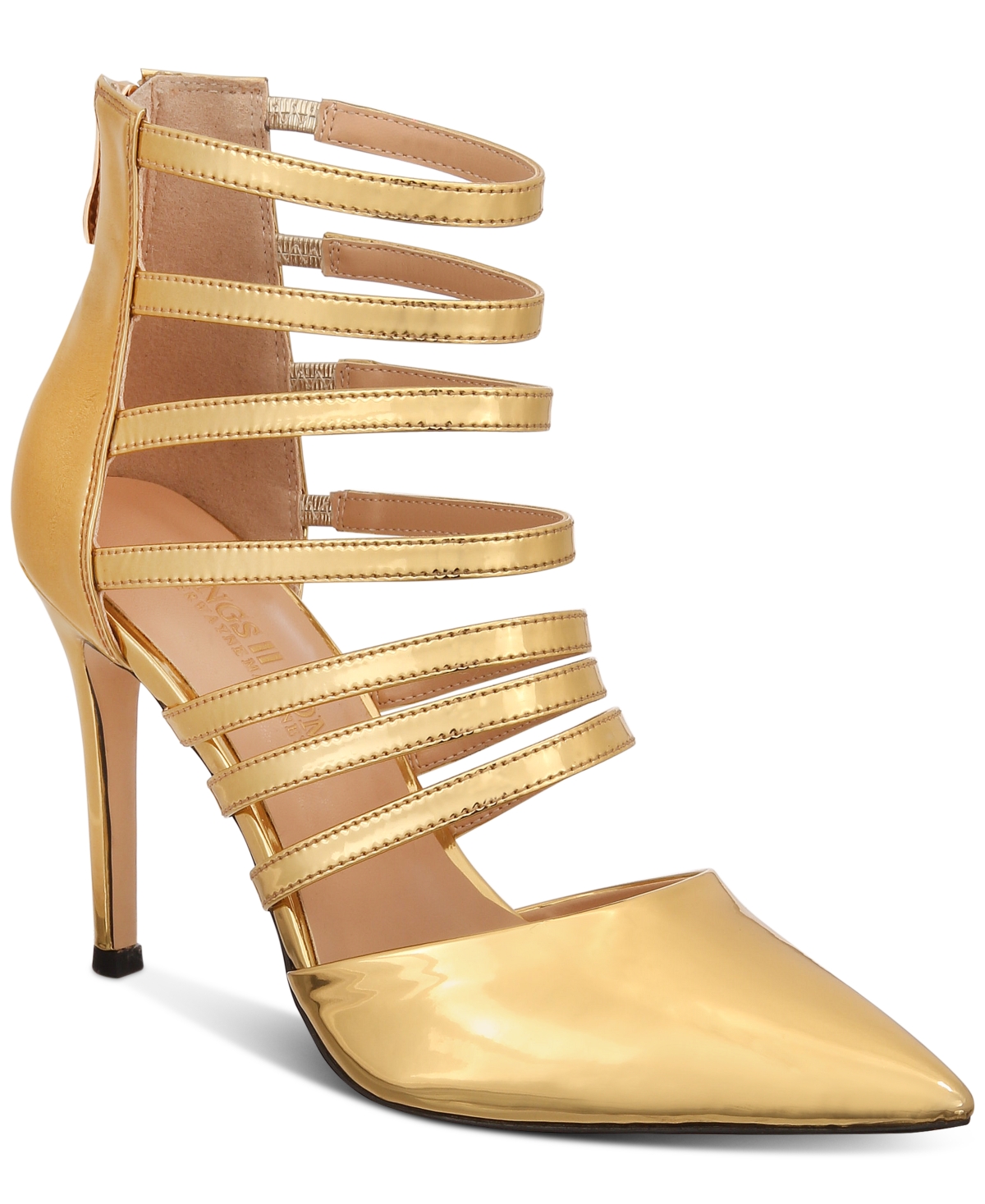 Things Ii Come Women's Valentina Pointed-toe Strappy Cutout Pumps In Gold Patent