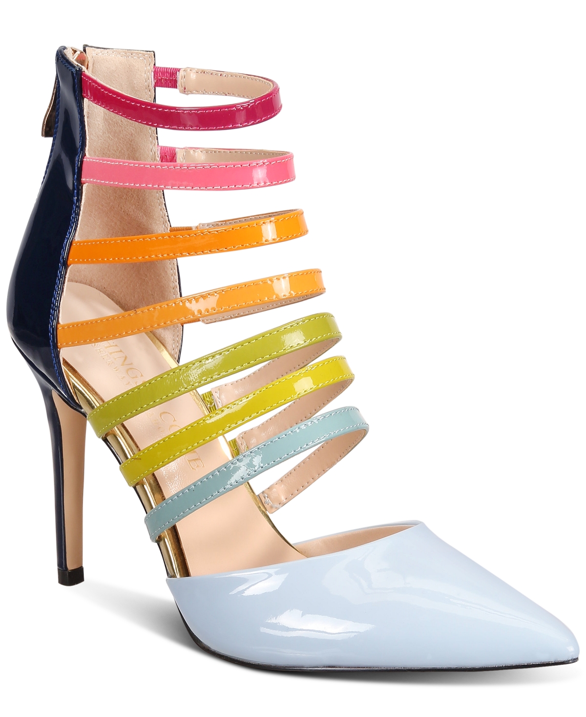 Things Ii Come Women's Valentina Pointed-toe Strappy Cutout Pumps In Powder Blue Multi Vegan Patent