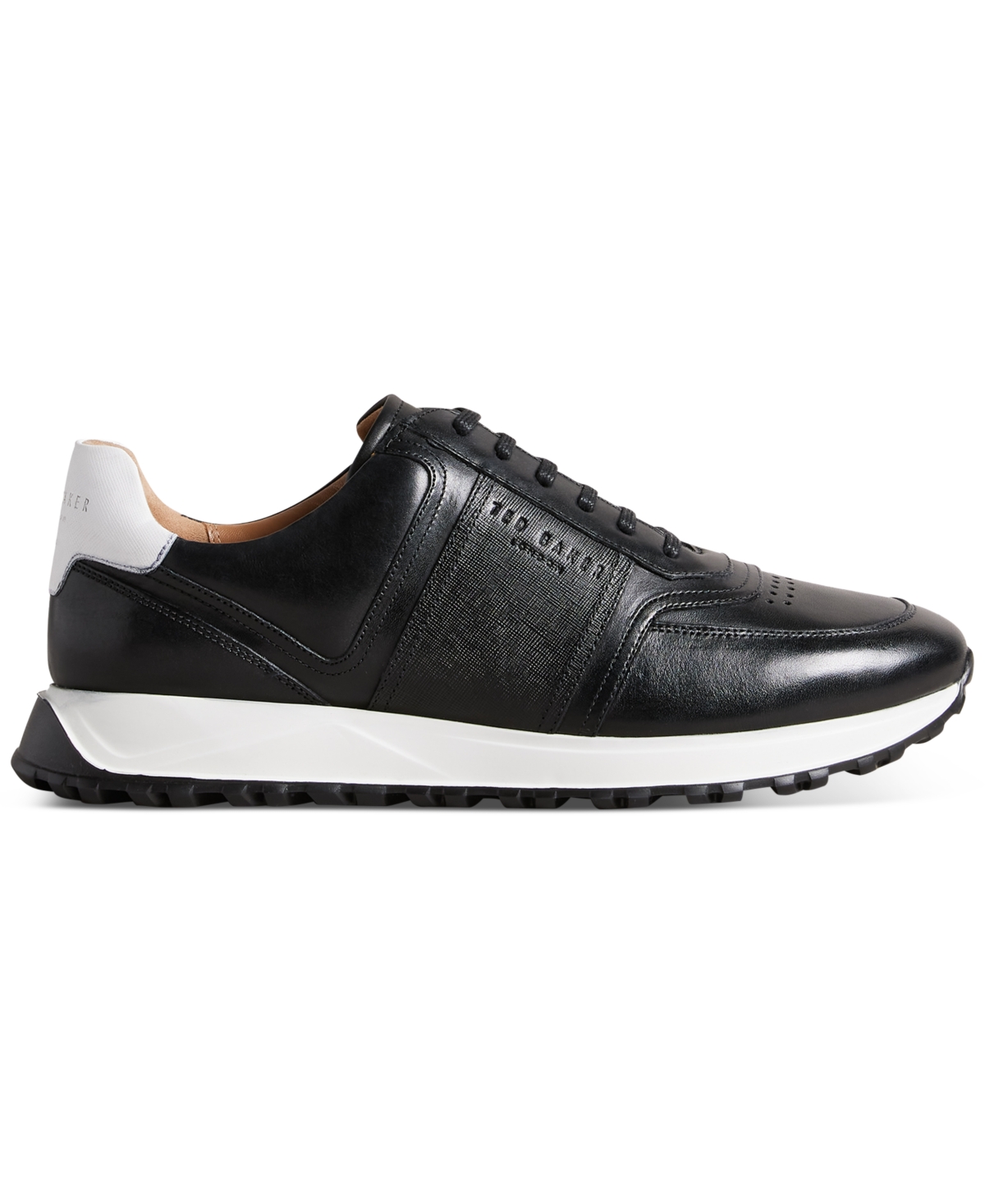 Shop Ted Baker Men's Frayne Leather And Suede Retro-style Sneaker In Black