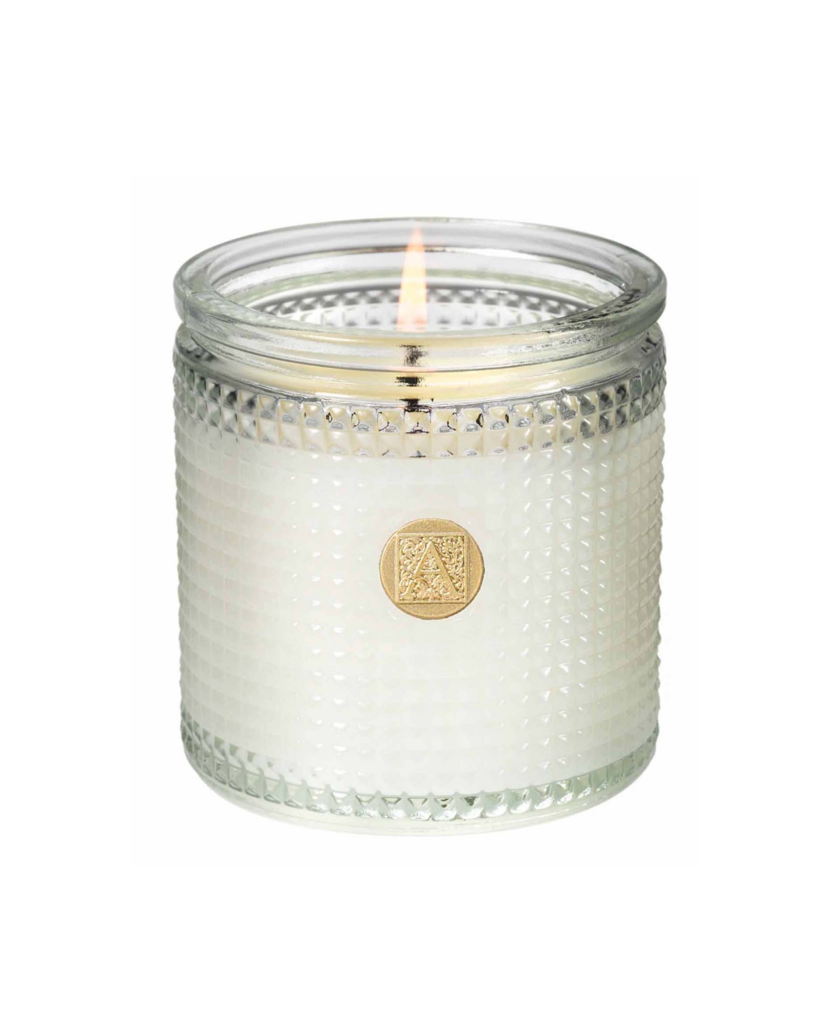 White Amaryllis and Rosemary Textured Glass Candle - Clear Glass