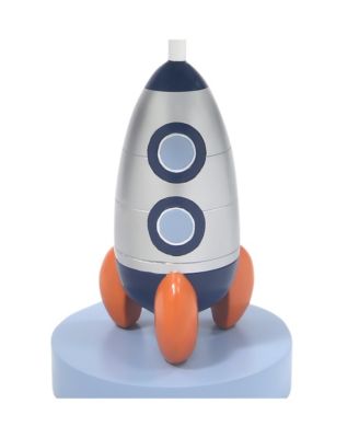 Milky Way Blue/Silver Rocket Ship Nursery Lamp with Shade & Bulb