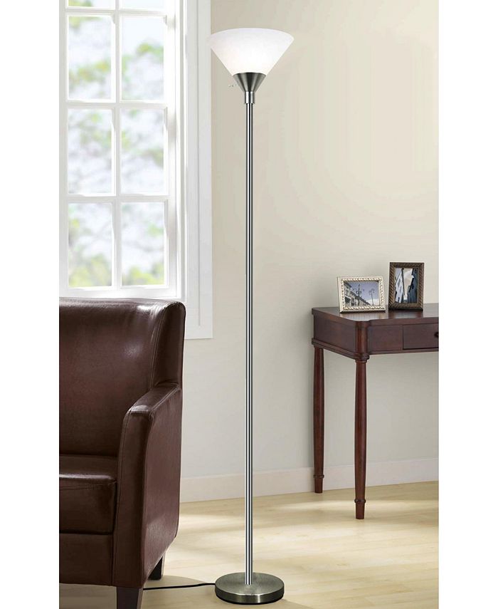 LIGHTACCENTS Metro Brushed Nickel Modern Floor Lamp 71" Tall Metal with