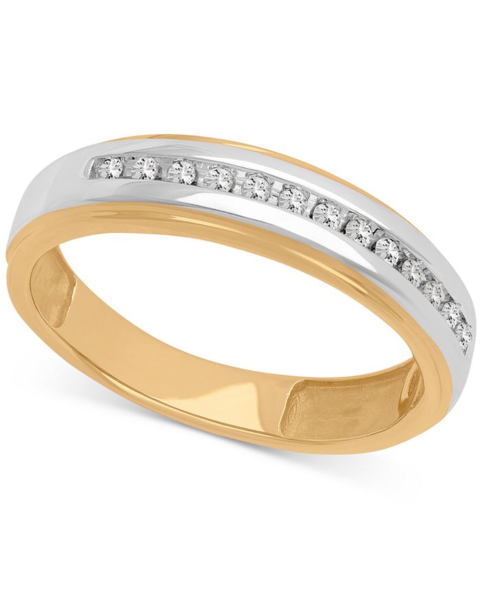 Macy's Men's Diamond Wedding Band (1/8 ct. t.w.) in 14k Gold Macy's