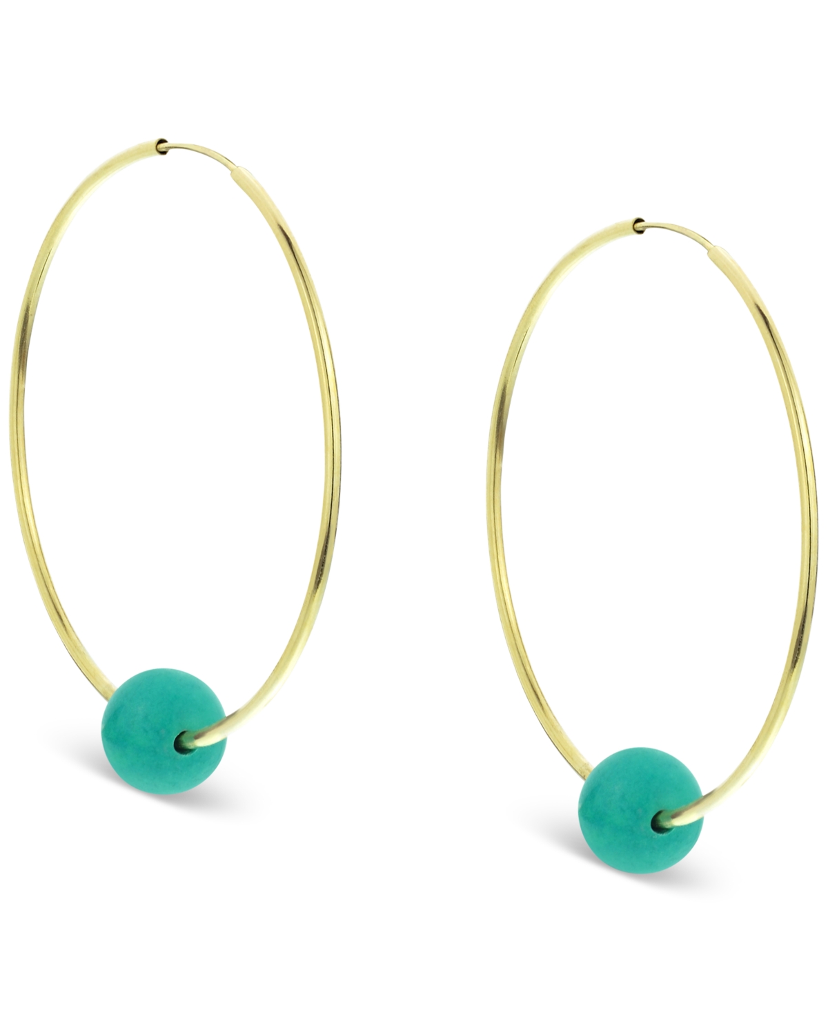 Shop Macy's Jade Medium Hoop Earrings In 14k Gold, 1.57" (also In Onyx, Turquoise, Lapis, & Freshwater Pearl)